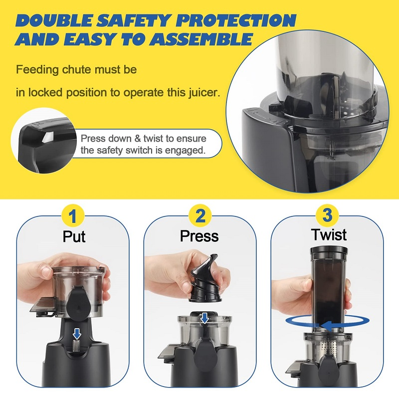 New-Style Home Kitchen Appliance Food Machine Brush and Reverse Function Cold Press Powerful Motor Extractor Masticating Juicer