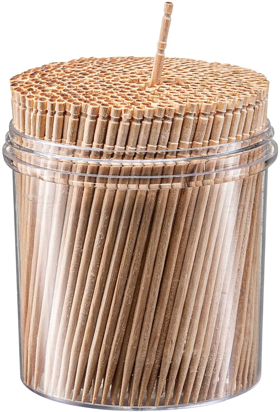 Large Wood Round Toothpicks in Clear Plastic Storage Box