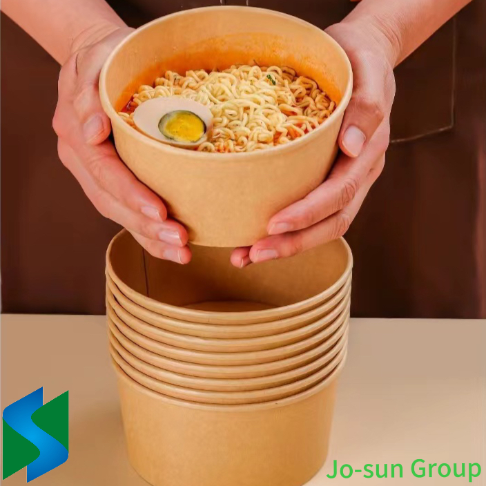 183 mm Round Large Recyclable Kraft Waterproof Disposable Biodegradable Paper Lunch Meal Bowl for Salad