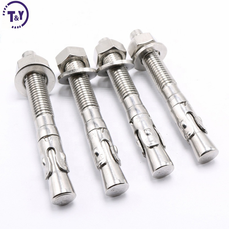 Stainless Steel M10 M16 M24 Hex Concrete Wall Hardware Through Bolt Expansion Screw Wedge Anchor Bolt