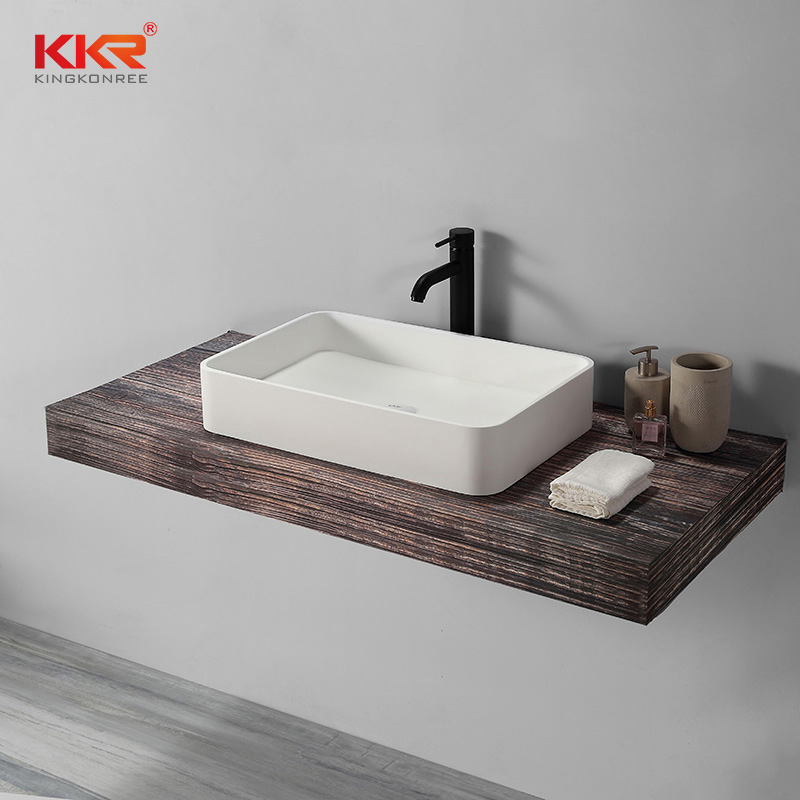 Modern Lavatory Resin Stone Bathroom Sink and Countertop Sink