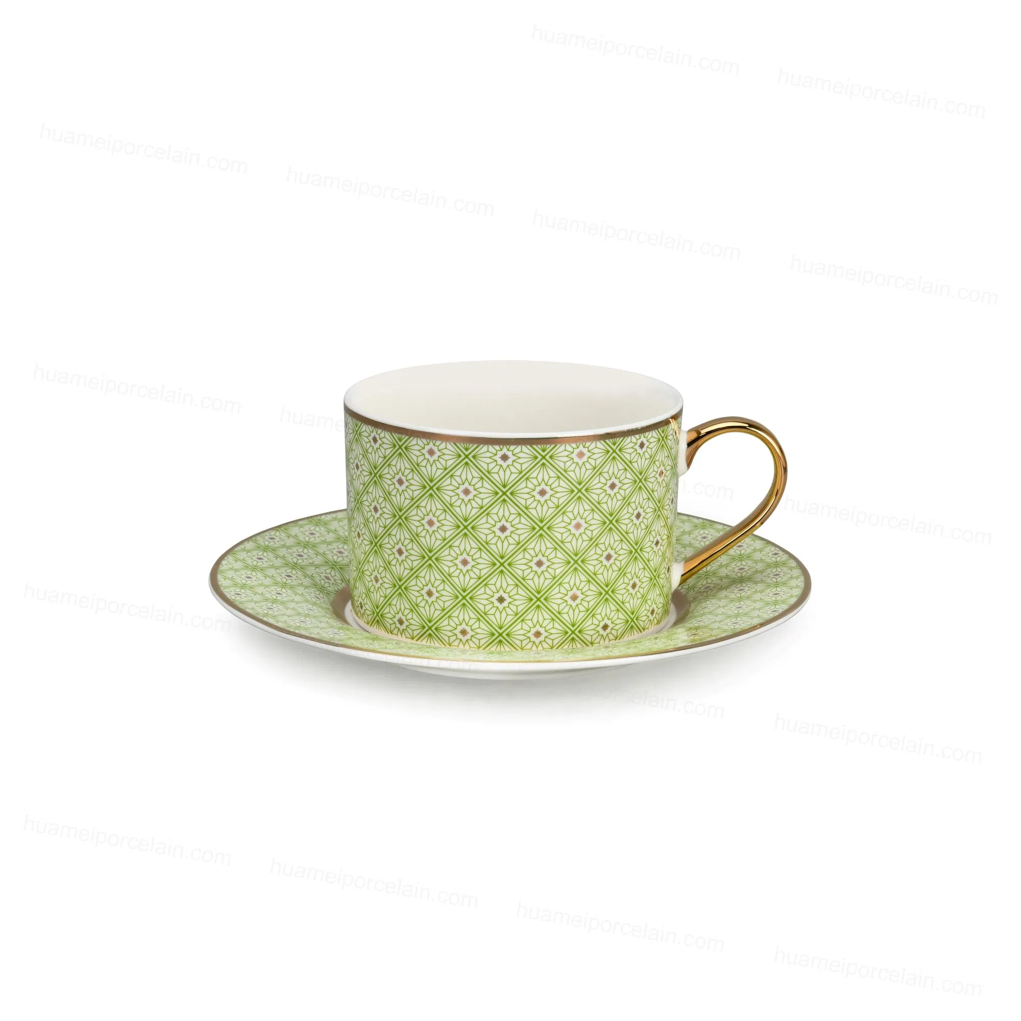 New Products Gold Plated Rim Porcelain Saucer Coffee and Tea Ceramic Cup