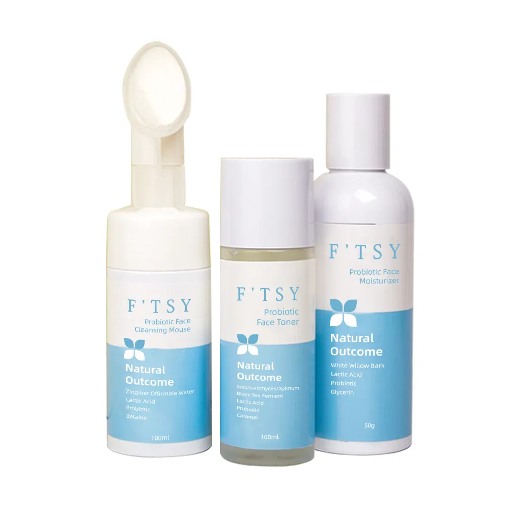 Custom Logo Natural Vegan Probiotics Face Skin Care Set Natural All Skin Types Brightening Moisturizing Glowing Facial Care Kit Set