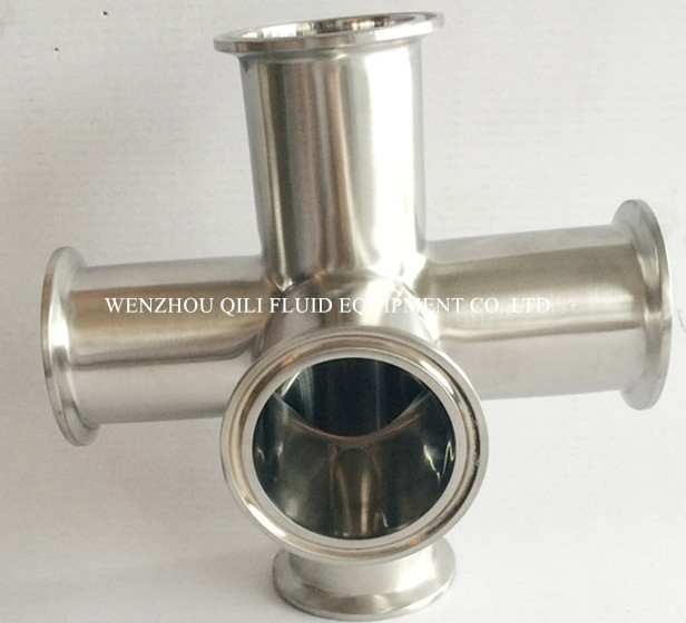 Different Diameter Food Grade Stainless Steel Pipe Clamp Fitting Five Cross