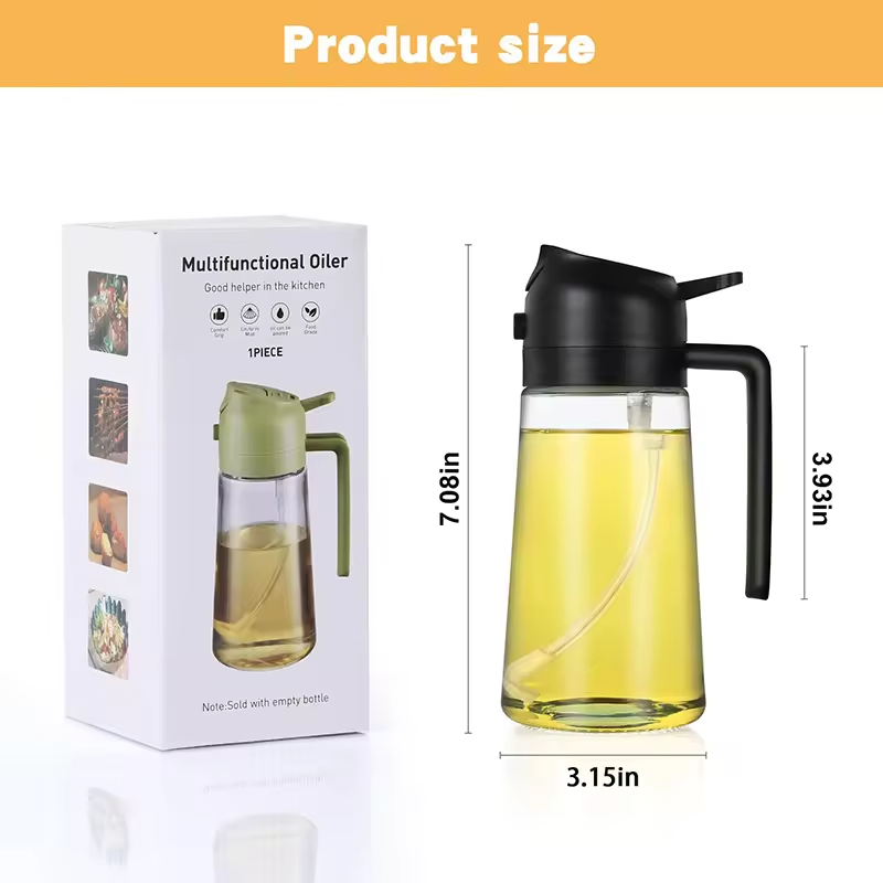 High Quality Glass Oil Sprayer 2 in 1 Food Grade Olive Oil Mister Spray Bottle Dispenser for BBQ Baking Cooking
