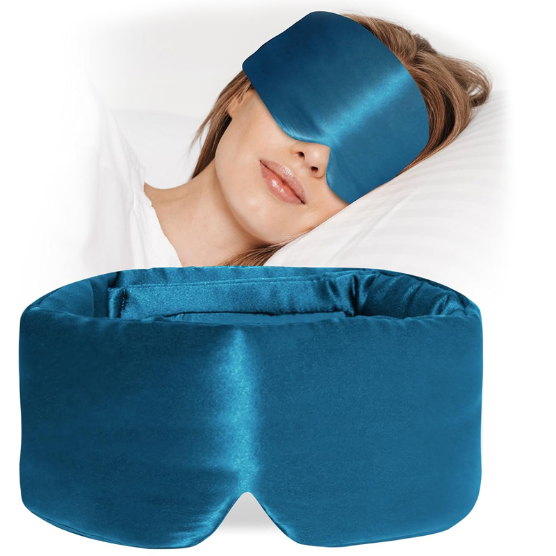 Silk Sleep Eye Mask Sleeping 100% Pure Mulberry Silk Face-Hugging Padded Eye Cover with Adjustable Band