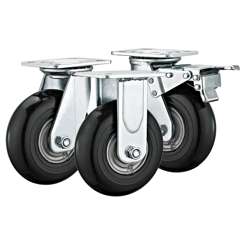 5"6"8" Heavy Duty Swivel Hand Trolley Wheel Castors High Elastic Rubber Wheels Industrial Casters