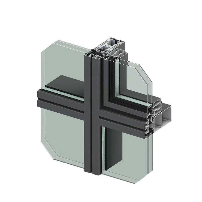 Double Glazed Cladding Exterior Facade Unitized Stick Frame Aluminium Curtain Wall Profile