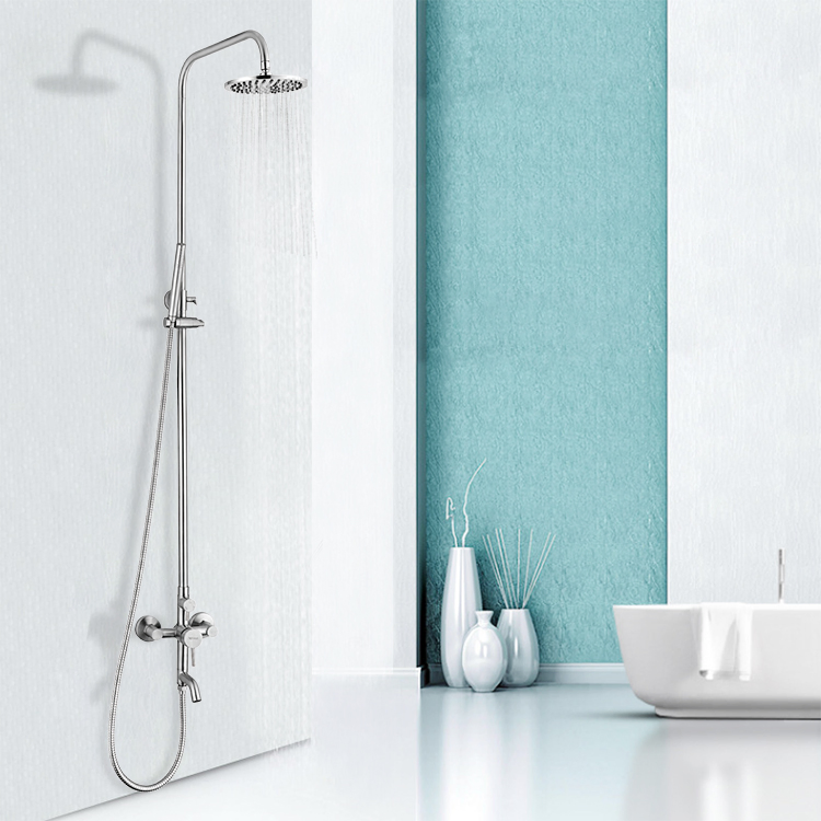 Silver Bathroom Shower Hot and Cold Shower Mixer Set