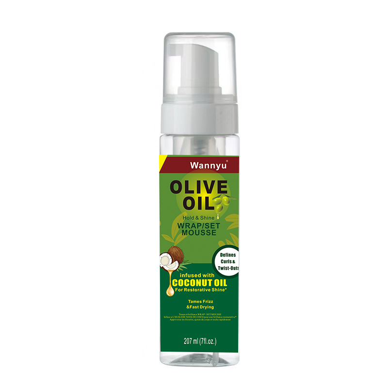 Natural Olive Oil Curly Hair Mousse Foam Manufacturer for Men and Women Hair Hold Anti-Frizz Styling Mousse Foam