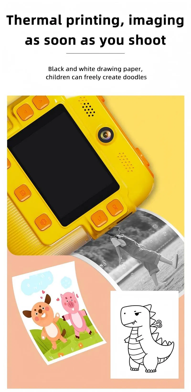 All-in-One Kids Camera with Instant Printer Kids First SLR Camera 2.4" LCD Screen