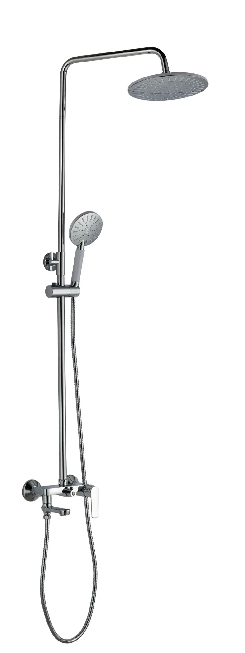 Wall Mounted Bathtub Faucet with Push Button Divertor and Long Spout Suitable for Russian and MID-Asian Markets