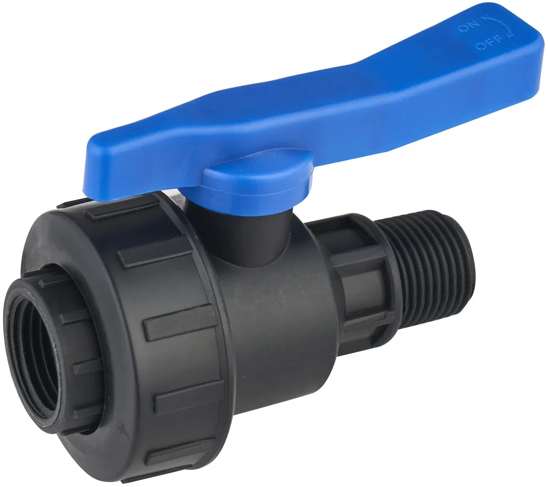 Drip Irrigation Ball Valve High Quality PP Plastic China Flange Water Equal Forged BSPT Green Pn16 Hexagon ISO9001