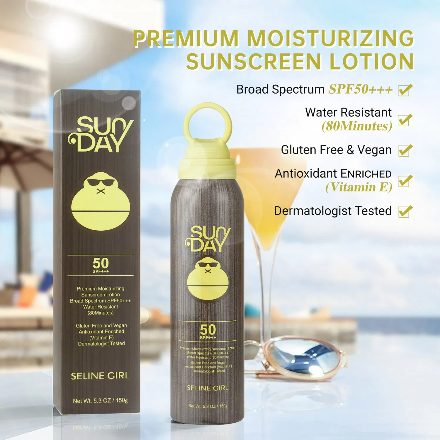 Seline Girl Summer 80 Minutes 150g SPF50+++ Lotion Sun Cream Sunscreen