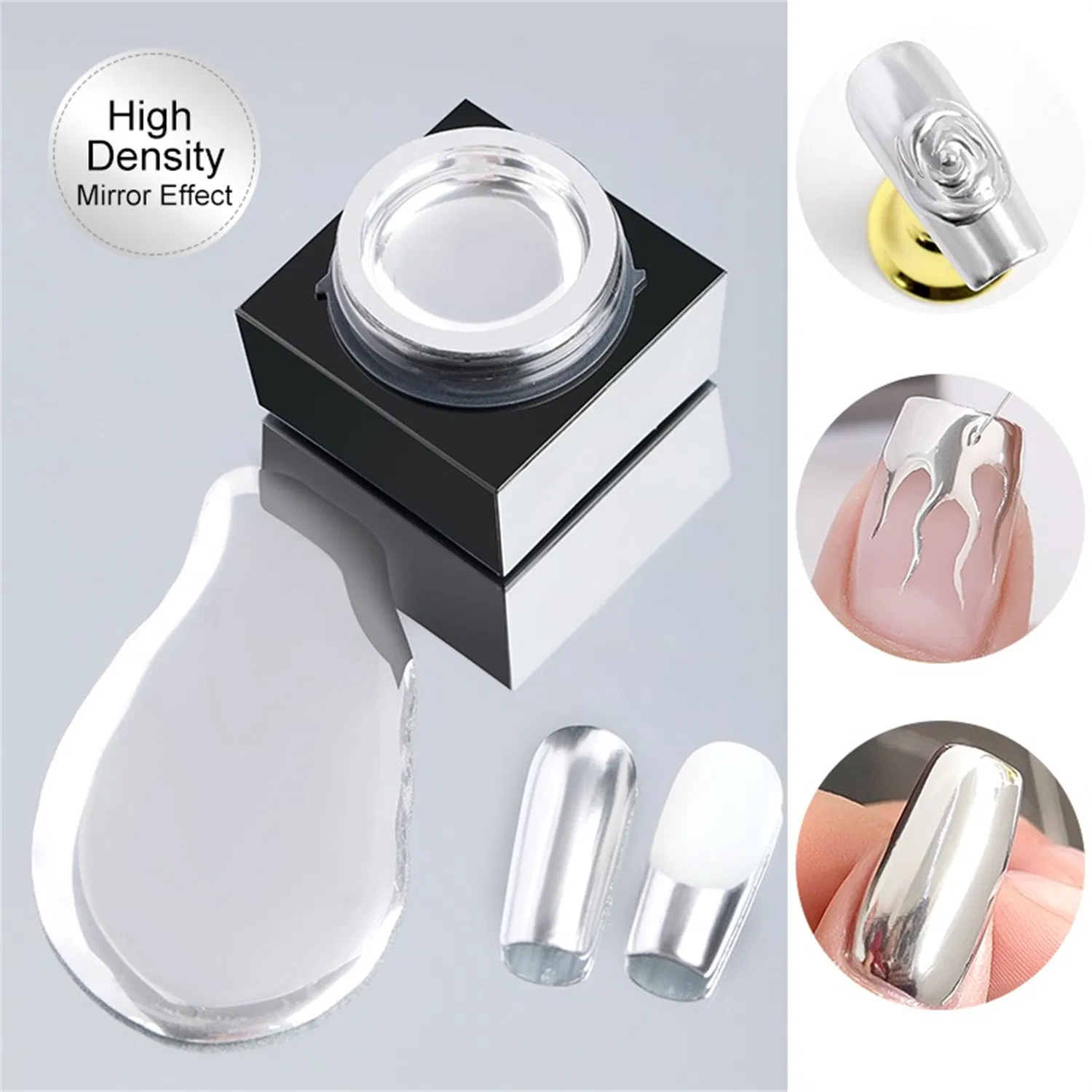 High Density Silver Colour Mirror Chrome Nails Gel Paint Metallic Gel Nail Polish Privatel Label for Sale Nail Gel