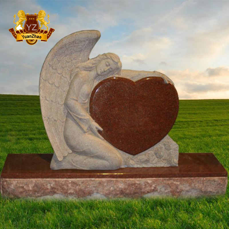 Sitting Angel Tombstone Sculpture Granite Memorial Decoration Headstone Gravestone