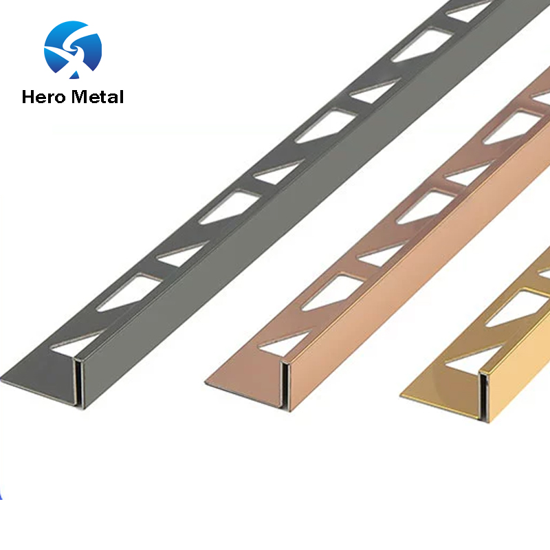 Hero Metal Light 304 Profile for Shower Room Profiles Bar Housing Profiles and Door Enclosure Stainless Steel Strip Tile Trim