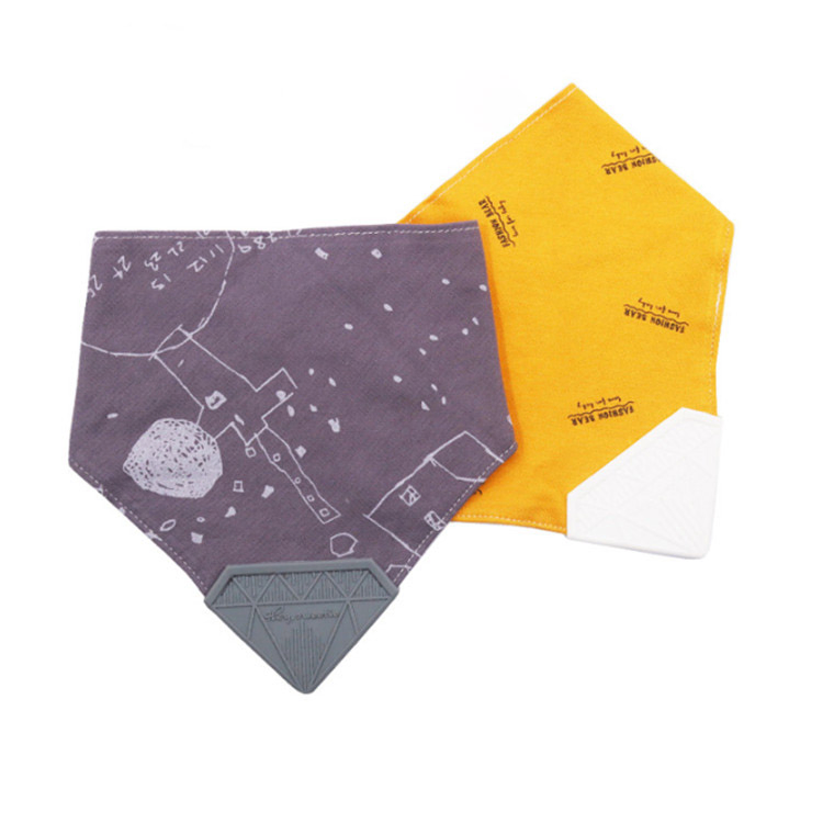 Lovely Custom Cotton Food Grade Silicone Baby Teething Bibs for Kid Toddler