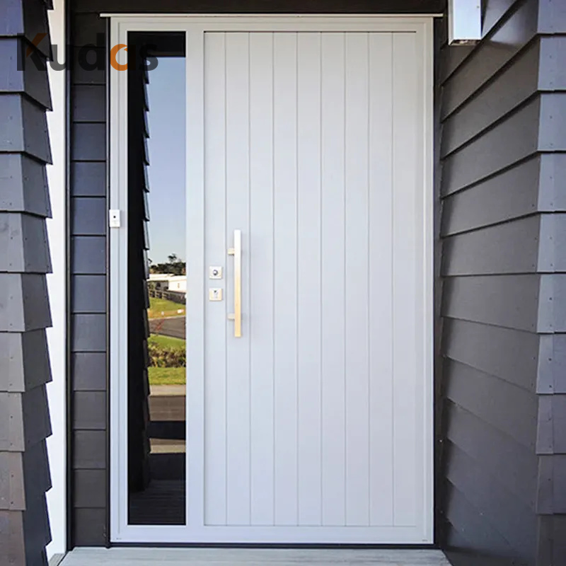 Customized Front Main Entrance Solid Villa Swing Pivot Wooden Doors with Glass Sidelights