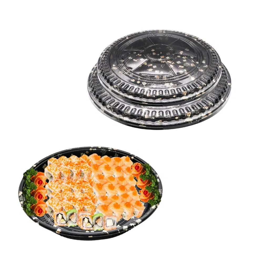 13 Inch Stackable Round Serving Tray Disposable Party Snack Food Packaging Takeaway