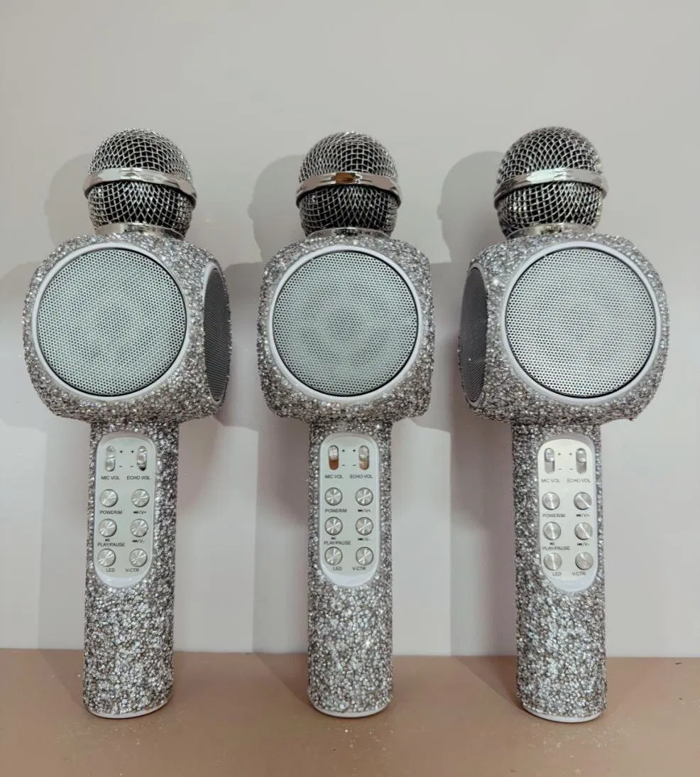 Bling Bling Portable Kids Handheld USB Karaoke Microphone with Colorful Lights