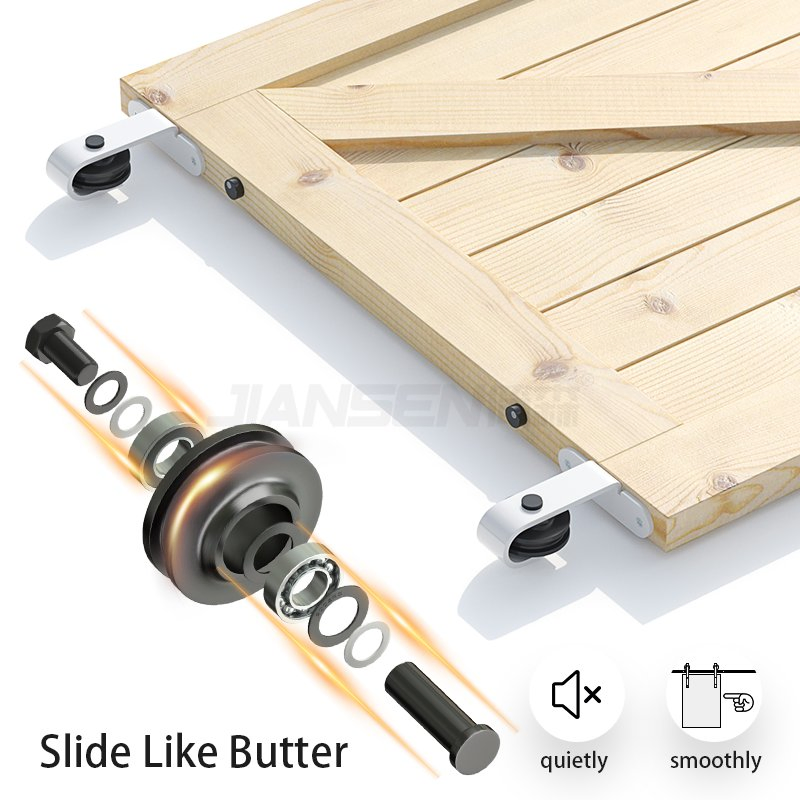 Wholesale Customized 6.6FT Carbon Steel Classical White Color Top Mounting Sliding Barn Door Hardware Kits for Single Wooden Doors