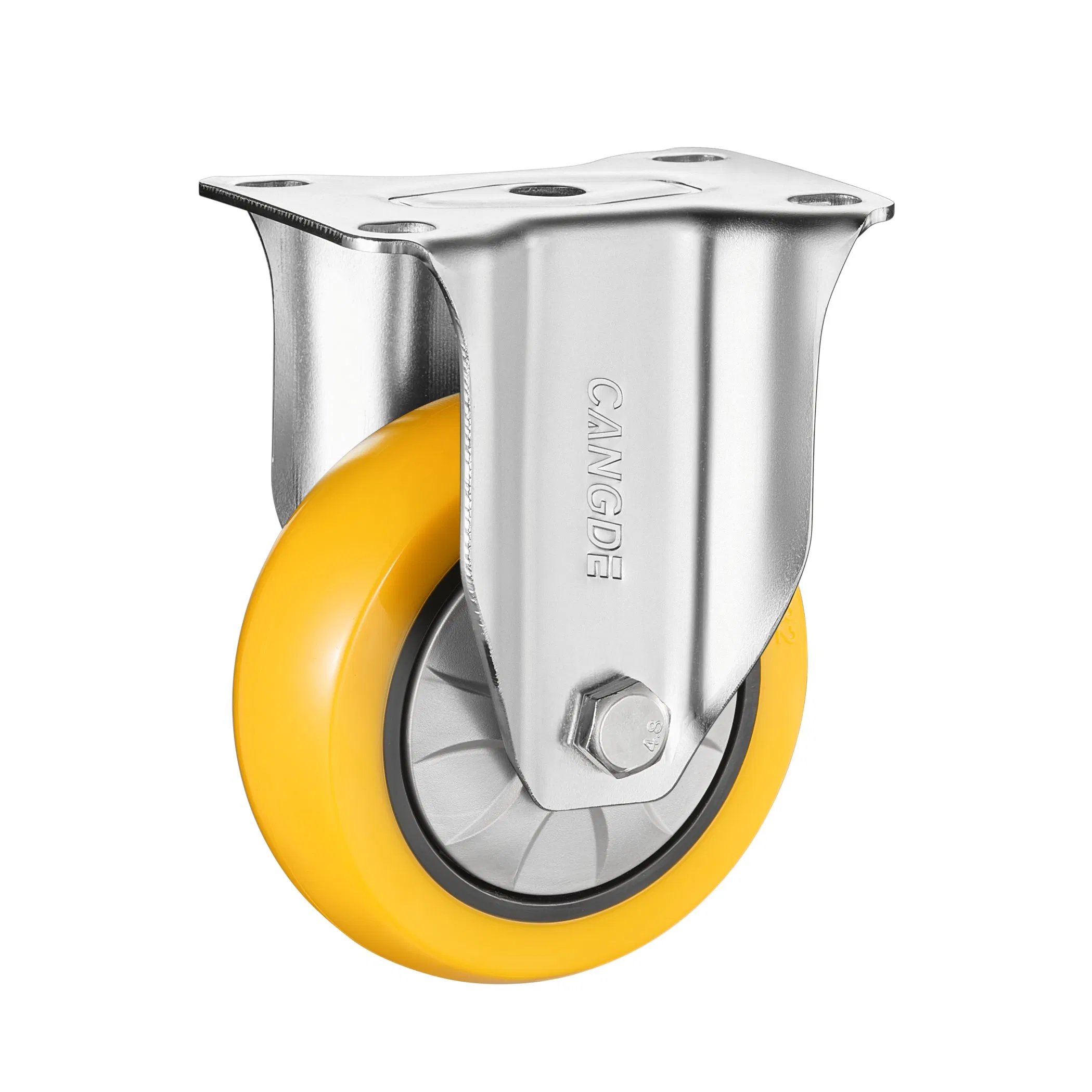 Zinc Plated PU Material Swivel Thread Plate Medium Duty Traceless Castor