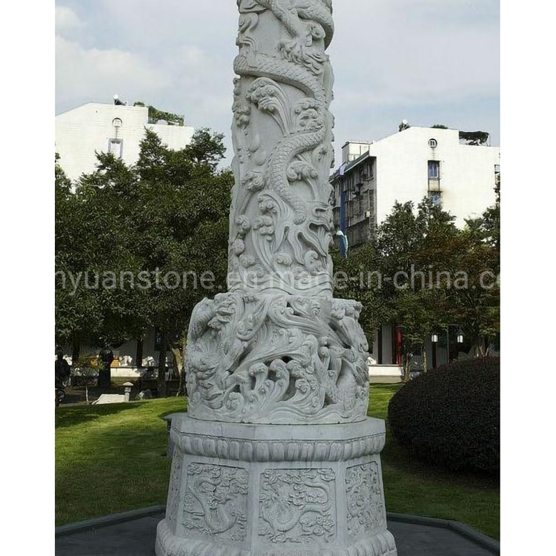 Outdoor Decorative Stone Dragon Column and Pillars