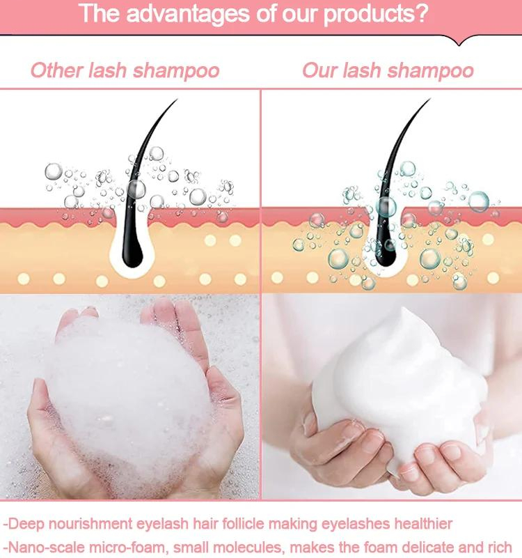 Wholesale Colorful Custom Lash Extension Shampoo Bottle Oil Free Lashes Shampoo Eyelash Foam Cleanser
