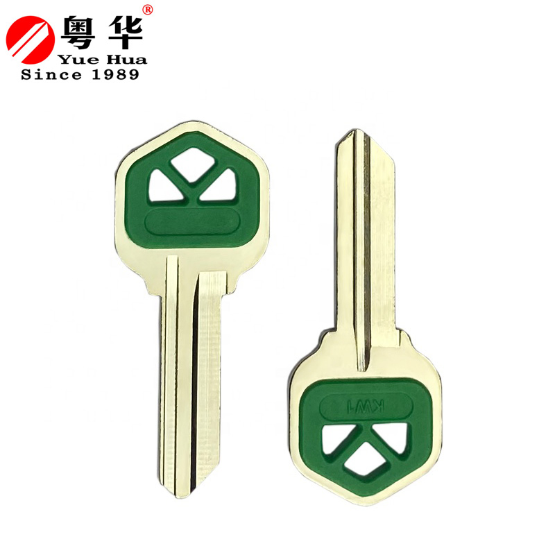 Free Sample Low Price Nickel Plated Kw1 Key Blank Brass Silver Color House Blank Key with Rubber Plastic Head Multi Color for Door Lock