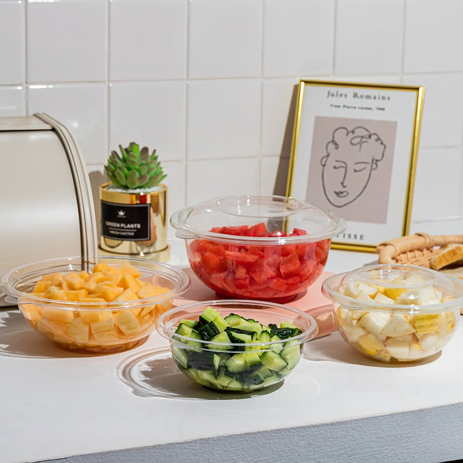 Round Clear Takeaway Salad Bowl 24 Oz China Made