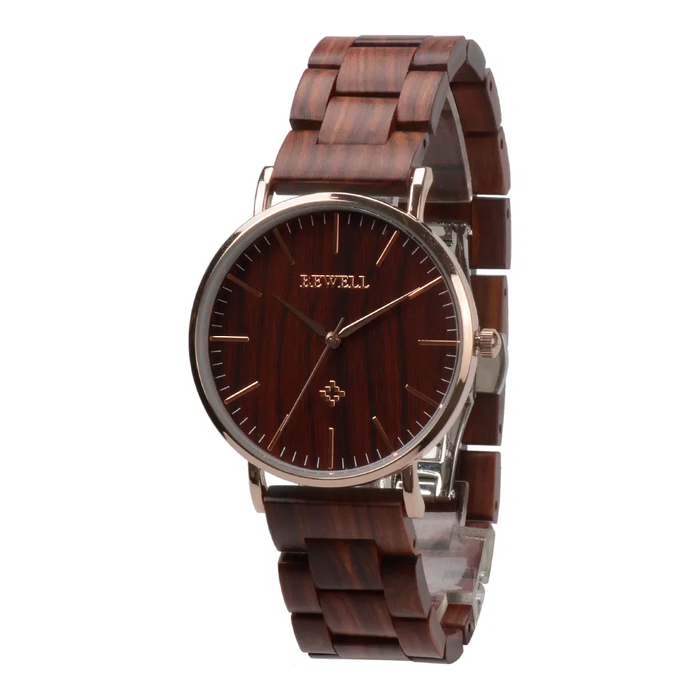 Bewell Hot Sale Classic Wood Wtih IP Steel Japanese Movement Man Watch