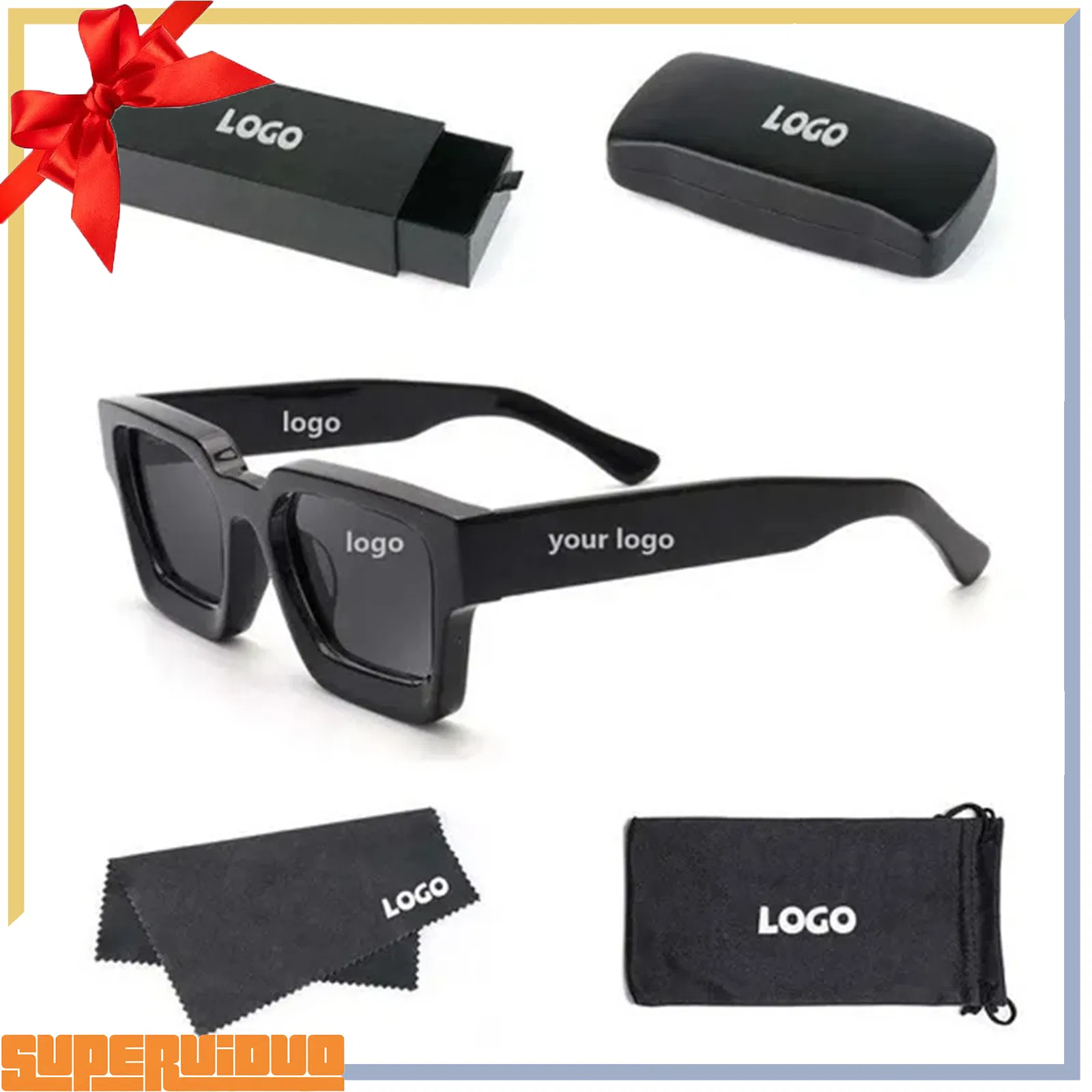 Luxury Designer Thick Frame UV400 Protection Fashion Square Sunglasses