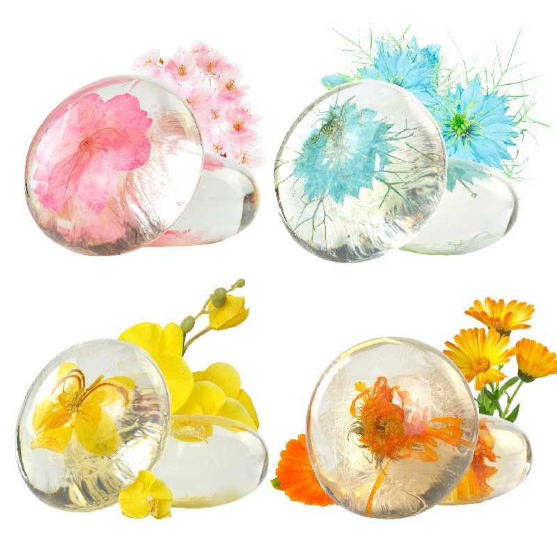 Natural Organic Handmade Transparent Soap Flower Essential Oil Bath Soap Amino Acid Flower Soap
