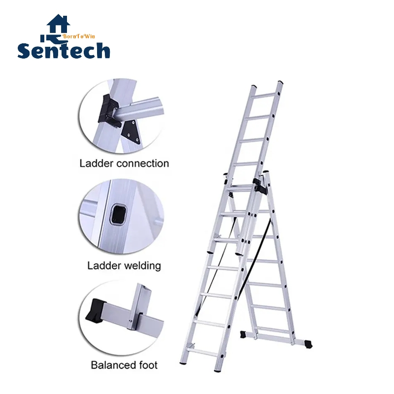 Popolar 3X7 Steps En131 Heavy Duty Aluminum Multi-Purpose Ladder for Indoor and Outdoor Use 150kg