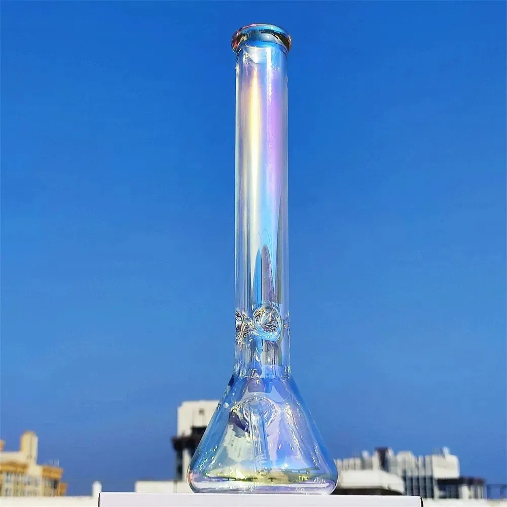 Heavy Duty 18 Inch 45cm Giant Size Rainbow Tinted Metallic Freeze Percolator Beaker pipe 14mm Glass pipe Water Pipe Hookah