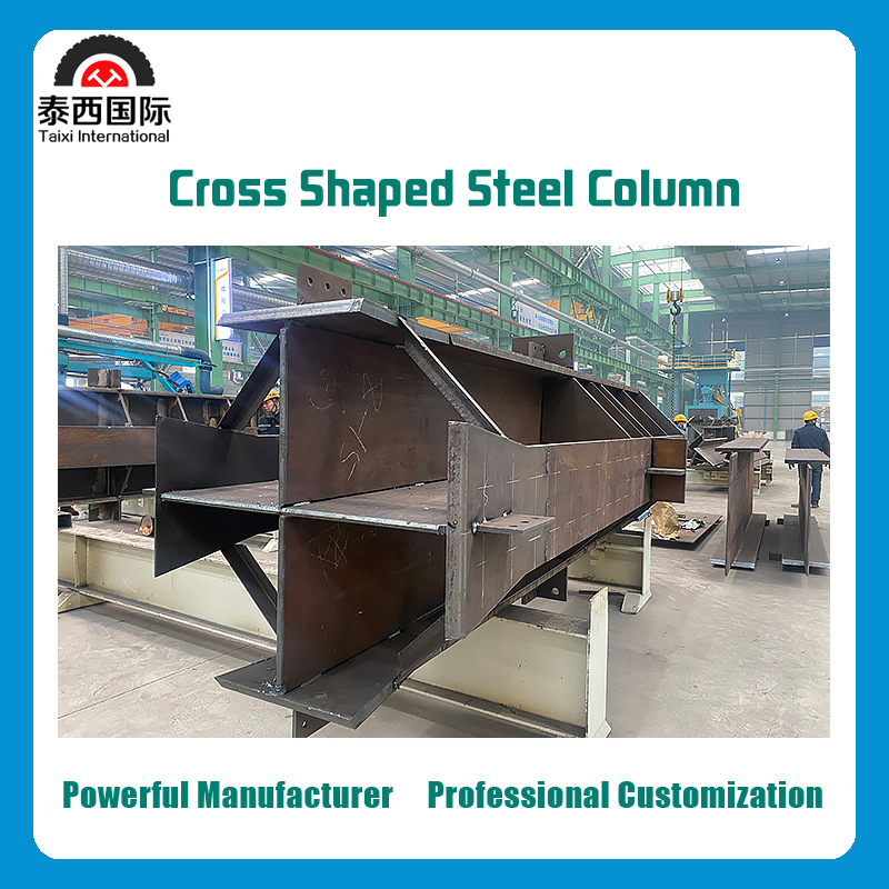 Customized Processing Cross Shaped Steel Columns Concrete Pouring of Steel Lattice Columns