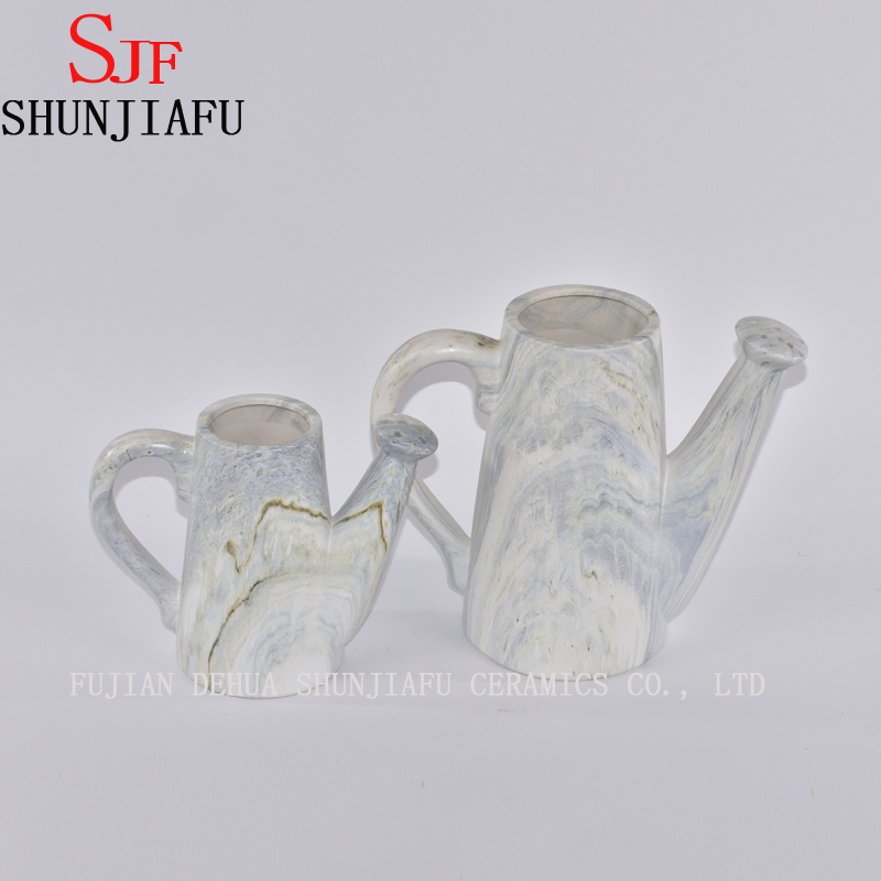 Ceramic Flower and Garden Decorative Watering Can, 8.3"