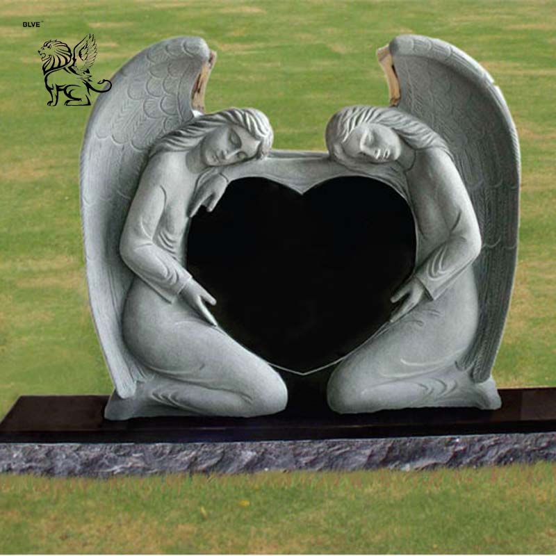 Factory Supply Antique Classic Natural Stone Carving Red Heart Headstone Mty-11
