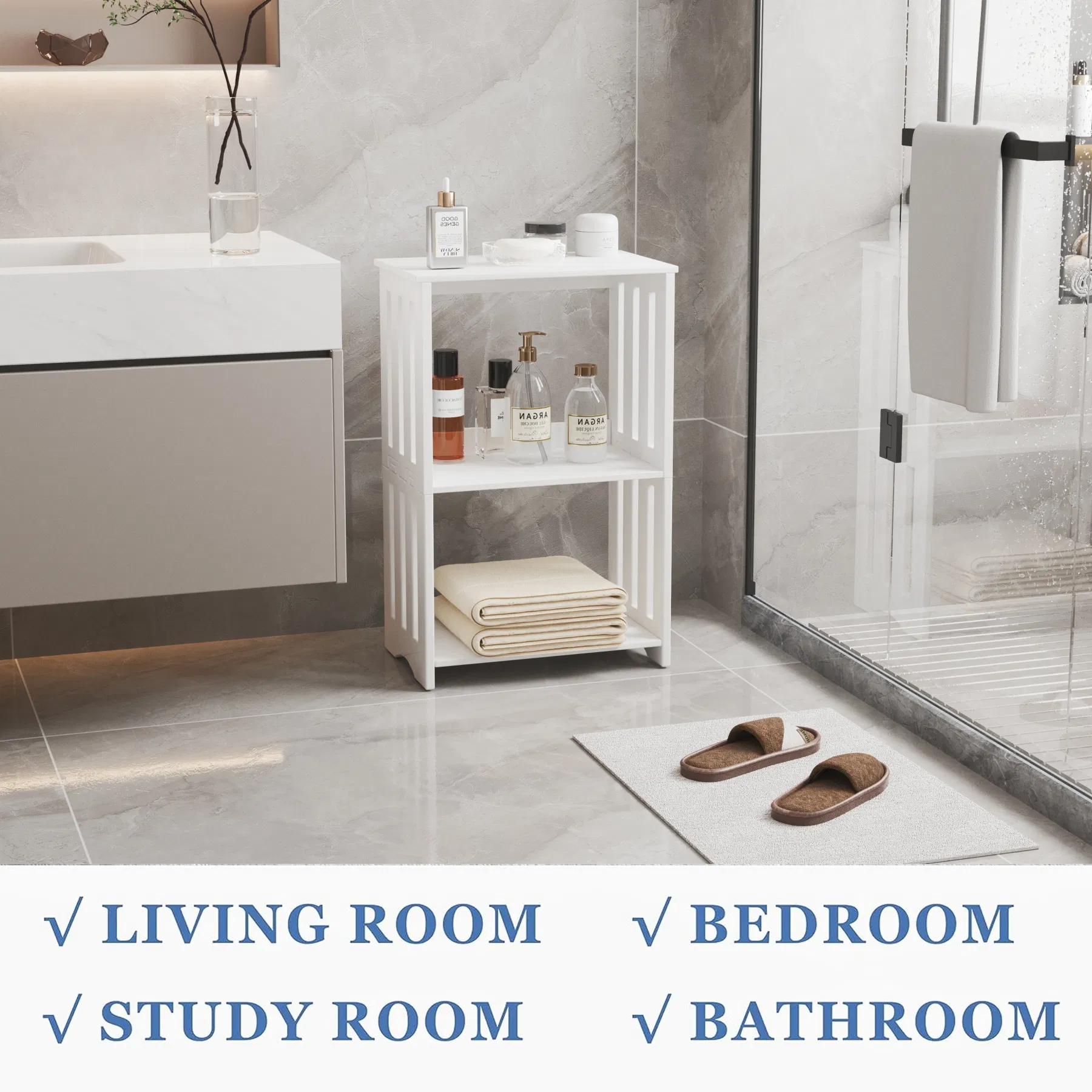 Small PVC Side Table Corner Bookhelf Stand for Bedroom Living Room Office