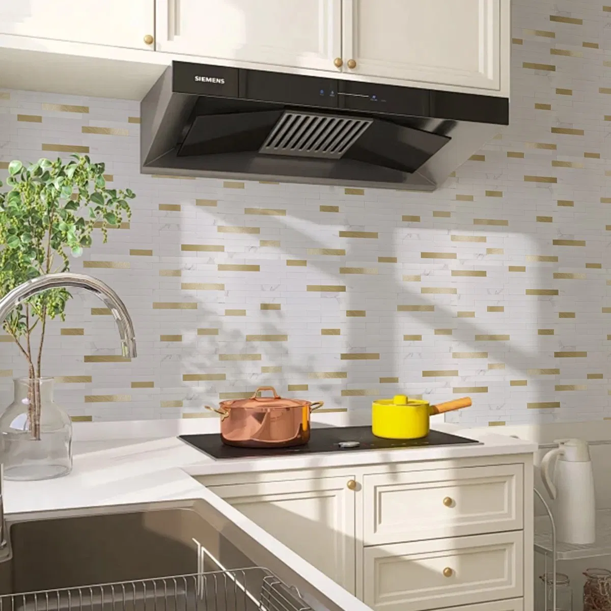 Hot Sale Home Decor Interior Wall Decorative Metallic Mosaic 3D Peel and Stick Bathroom Kitchen Tile with Factory Price