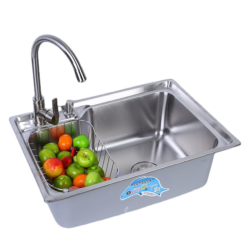 Compact 1 Bowl Kitchen Sink with Convenient Dish Drainer Rack