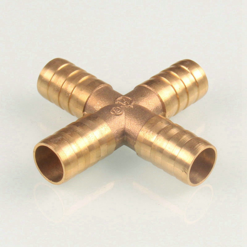 4 Way Brass Hose Barbd Cross Fitting Pipe Fitting for PVC Pipe