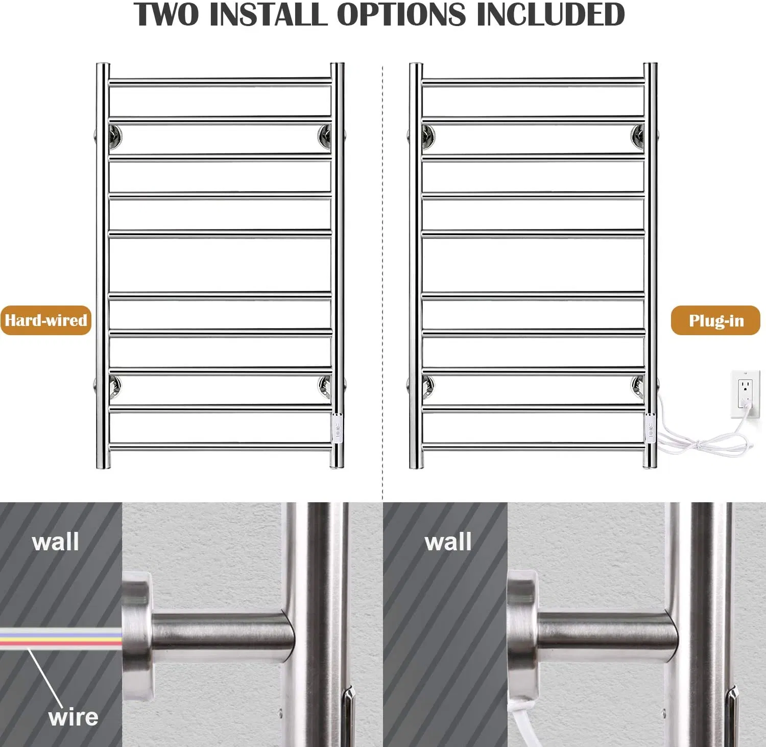 Polished Stainless Steel Heated Towel Warmer for Bathroom with Certification