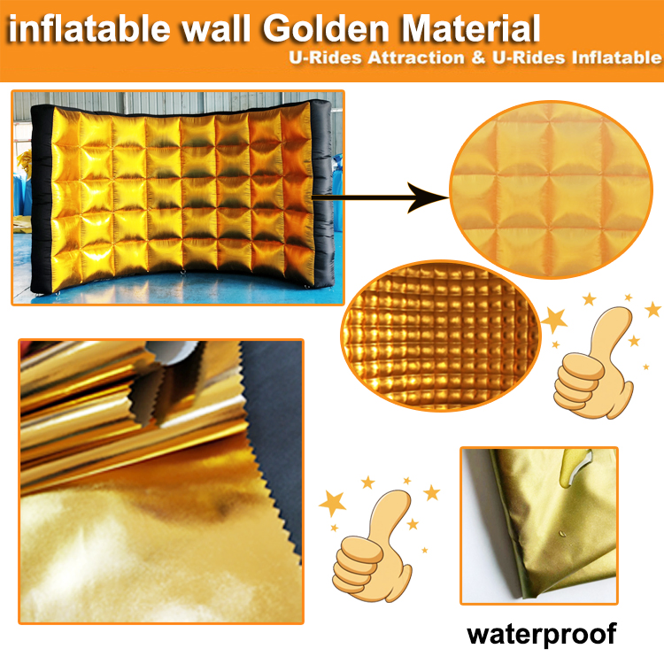 Customized Golden color inflatable wall led background inflatable photo booth with Air blower inside