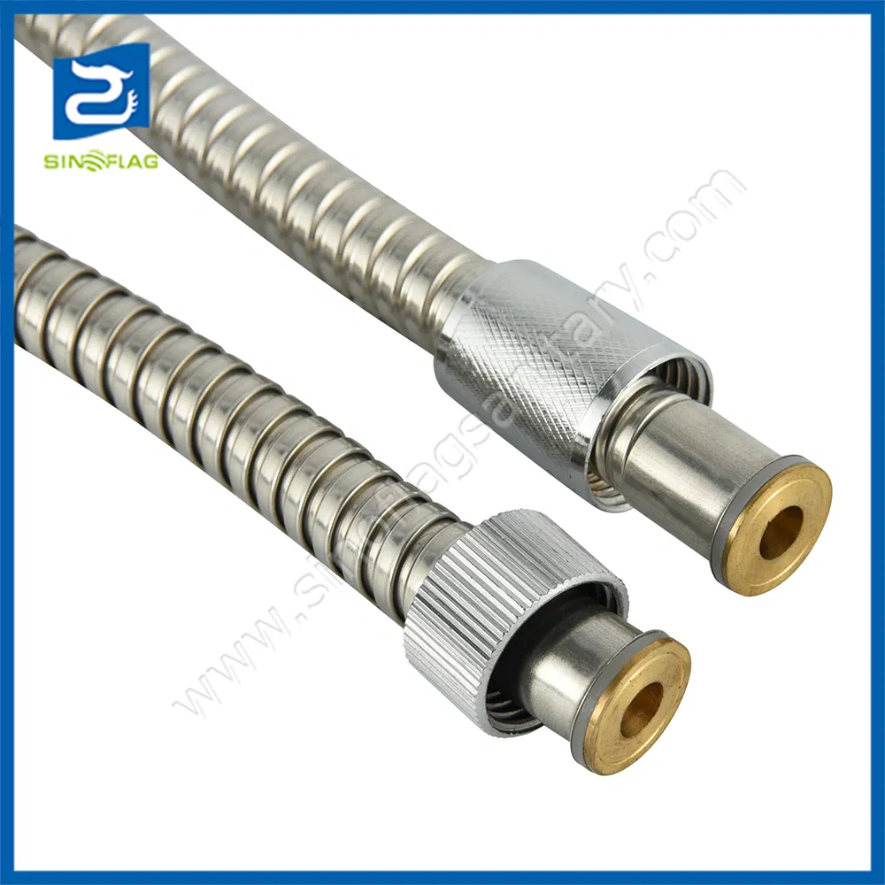 Double Lock Chrome Finishing Swivel Brass Connector with Saving Water Washer Ss Shower Hose