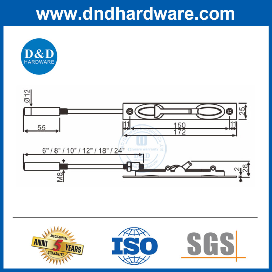 Stainless Steel Hardware Lever Action Door Bolt for Metal Door