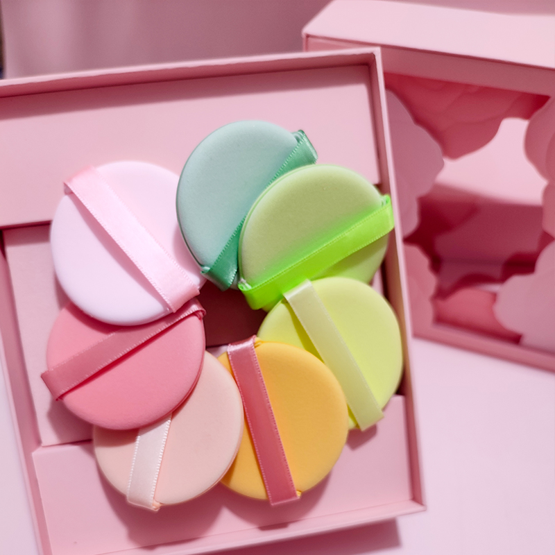 Soft Exquisite Warm Colors Double-Faced Bulk Price Powder Puff High Quality Lightweight Portable Custom Makeup Powder Puff