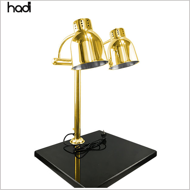 Stainless Steel Carving Station Heating Lamp Double Marble Base Silver Table Lamp Hotel Restaurant Buffet Catering Food Warmer Durable Feature