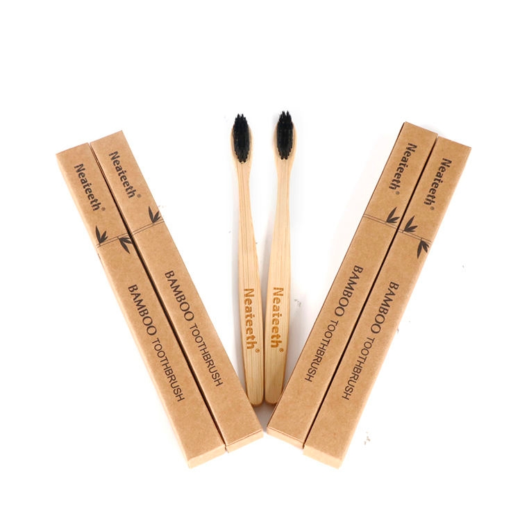 Biodegradable Natural Wood Handle Hotel Adult Charcoal Bamboo Toothbrush
